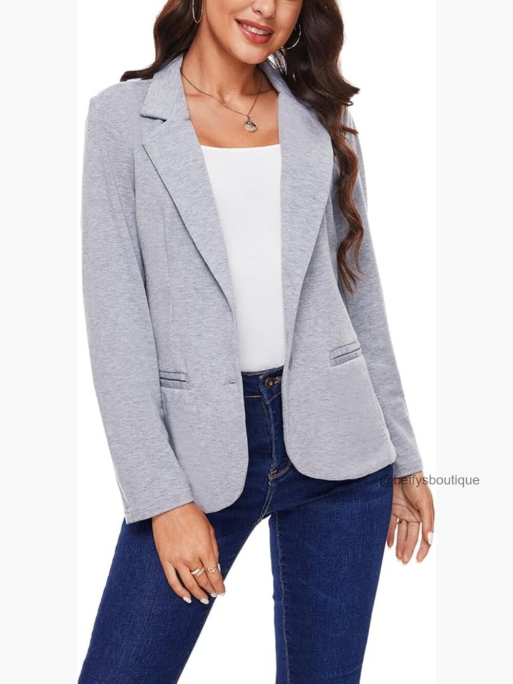 Long Sleeve Blazer Button Front Work Casual Office Lapel Suit Jacket